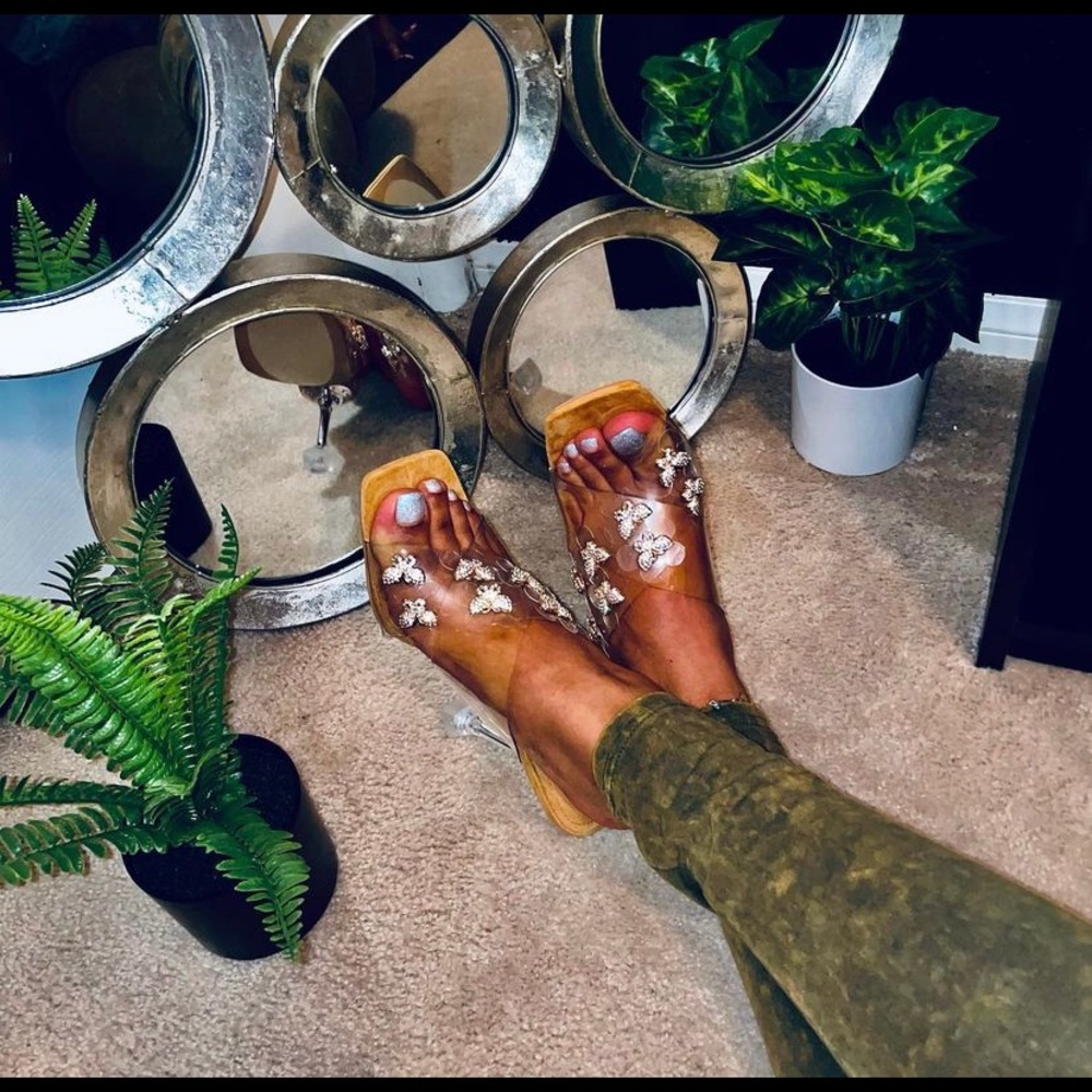 Clear Butterfly Mule